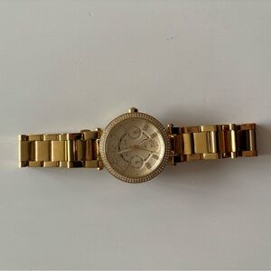 Gold-Tone Watch with Crystal Accents